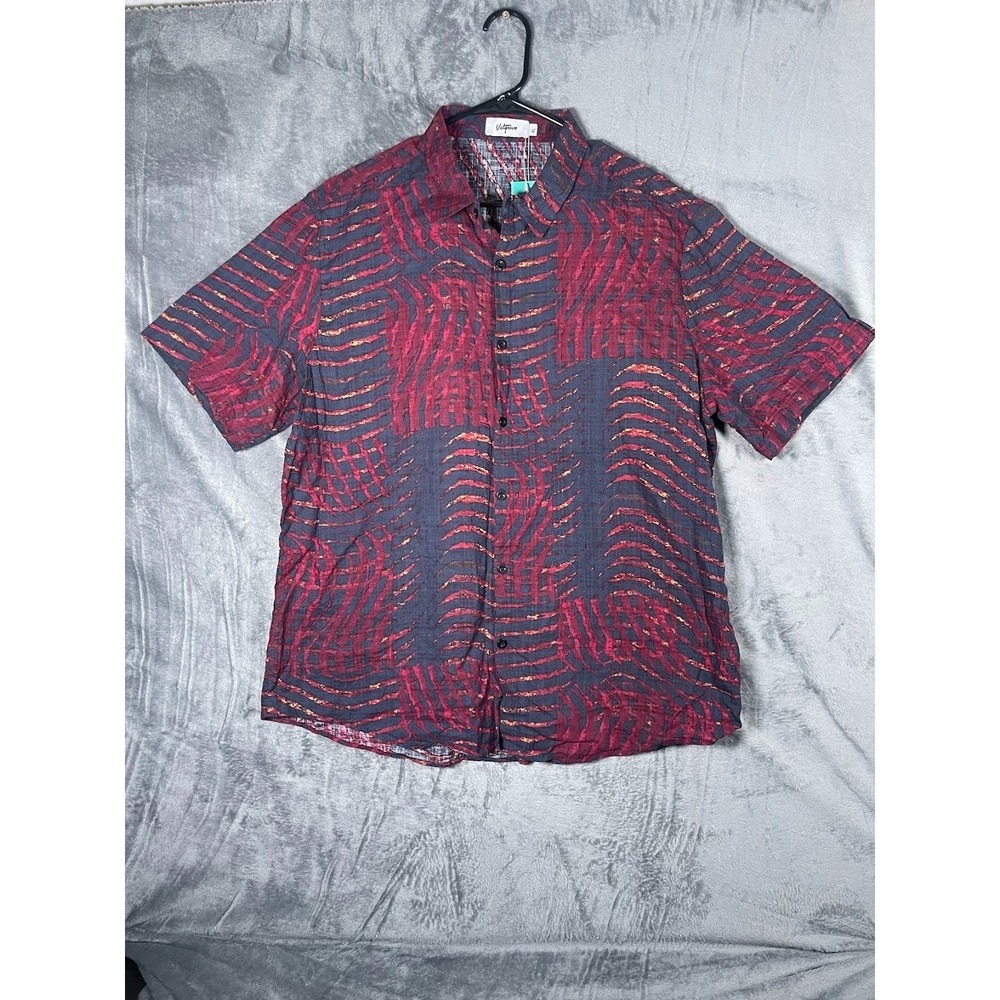 Vatpave Men's Short Sleeve Button Down Shirt Maroon Red Size XL Brand New NWT